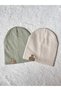Baby Boy 2-Piece Combed Cotton Beanie Set / Newborn Baby Hat / Baby Boy Gift