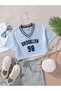 Girl's Collar Detailed Brooklyn V-Neck Printed T-Shirt Crop Blouse