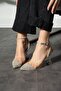 Silver Transparent Stone Women's Evening Dress Heeled Shoes - 4