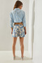 Women's Blue Patterned Linen Shorts & Bermuda with Pocket Detail 60251380 - 5