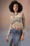 Long Sleeve Crop T-Shirt - Crew Neck, Tie-Dye Tulle, B3644ax23au