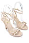 Women's Vegan Beige Patent Leather Heeled Sandals - 2