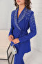 Cobalt Blue Stone Detailed Jacket - 32-2086 Set - 5
