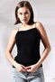 Kadın Siyah İp Askılı Örme Body Bluz - 2