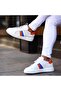 - White, Orange, Blue Leather Lace-Up Men's Casual Shoes 101-7053-He1065