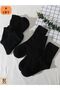 5 Pairs Unisex Plain Black Tennis Socks College Socks Women Men Socks