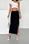 Black Slit Midi Skirt