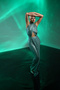Long Green Sequined Belted Dress - 4