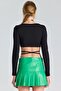2699 Black Crop with Tie Waist - 3