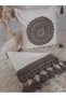 Macramé Woven Linen Decorative Cushion Cover, Single - Pillow 43x43 cm (Color: Cappuccino) - 5