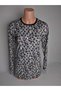 Women's White Purple Crew Neck Long Sleeve Side Slit Summer Viscose Mom Jersey T-Shirt Blouse
