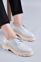 Lotti̇e Genuine Leather Orthopedic Women's Daily Shoes Silver