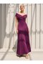Off Shoulder Neck Pleated Detail A-Line Maxi Dress - 2
