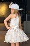 Girl's One Shoulder Rose Detailed Blouse and Jacquard Print Salmon Skirt Suit - 2