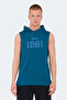 Vasilisa Men's Sleeveless Kangaroo Pocket Petrol T-Shirt - 5