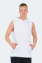 Vasilisa Men's White T-Shirt with Kangaroo Pocket Without Sleeves