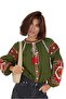 Women's Green Geometric Ethnic Embroidery Embroidered Cotton Vintage Blouse