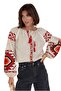 Women's Green Geometric Ethnic Embroidery Embroidered Cotton Vintage Blouse