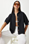 Women's Black Balloon Sleeves Linen Ayrobin Shirt Dd01321 - 3