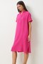 Dark Pink Polo Collar Muslin Dress - Summer Loose TO00135 - 4