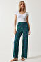 Women's Dark Green Patterned Soft Textured Knitted Pajamas Gf00002 - 4