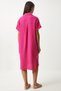 Dark Pink Polo Collar Muslin Dress - Summer Loose TO00135 - 7