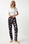 Women's Vibrant Black Print Soft Textured Knitted Pajamas Gf00002 - 3