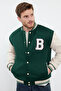 Yeşil Unisex Regular Fit Bomber Yaka Kolej Kışlık Ceket Mont TMNAW24MO00017 - 2