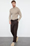 Kahverengi Pileli Klasik Baggy Fit Kumaş Pantolon TMNSS24PL00024 - 2
