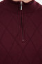 Bordo Regular Fit Pamuklu Yarım Balıkçı Fermuarlı Yaka Smart Triko Kazak TMNAW23KZ00215 - 4