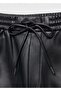Leather look elastic waist pants - 8
