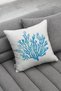 Summer Themed Seahorse and Seaweed Patterned Blue and White Colored 4-Piece Digital Printed Throw Pillow Cases - 4