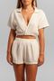 100% Cotton Muslin Waist Crop Blouse Shirt - 2