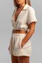 100% Cotton Muslin Waist Crop Blouse Shirt - 3