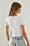 Women's Ecru Pleated Double Breasted Collar Ribbed Detailed Basic 5621 T-Shirt 60251368 - 5