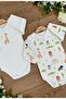 2-Piece Cotton Long Sleeve Baby Bodysuit with Snap Fasteners Giraffe Lion Chameleon - 2