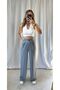 Linen Palazzo Women's Trousers - Mini Waist Elastic - 2