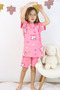 Girl's Cotton Combed Fabric Printed Shorts Pajamas Set - 6