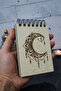 Fancy Moon Themed Wooden Cover Notebook - Mini Notebook - Pocket Notebook - My List