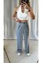 Linen Palazzo Women's Trousers - Mini Waist Elastic - 6