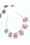 Luxury Pink Crystal Glass Stone Floral Gold Metal Crown Women's Children's Crown - 2