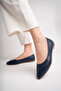 Genuine Leather Navy Blue Women's Leather Ballerinas Dp58-5057 - 2