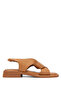 Women's Genuine Leather Tan Heeled Sandals