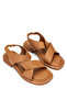 Women's Genuine Leather Tan Heeled Sandals - 2