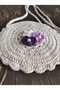 Hand-Knitted Lace Motif Flower and Pearl Decorated Shoulder Strap Gift Bag for Girls - 5