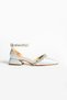 Nervi̇a Ankle Strap Stoned 3 cm Heeled Classic Ballerina Women's Shoes - 4