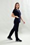 Basic Comfort Navy Blue Women's Surgical Suit Lycra Scrubs Doctor's Coat Medical Uniform - 4