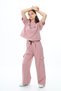 Girl's Cotton Oversize Cargo Pocket Half Sleeve Top and Bottom Tracksuit Set - 6