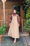 Milk Brown Linen Skirt Salopet & Bitter Brown Classic Collar Crop Shirt - 3
