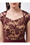 Floral Mesh Insert A-Line Maxi Dress - 4